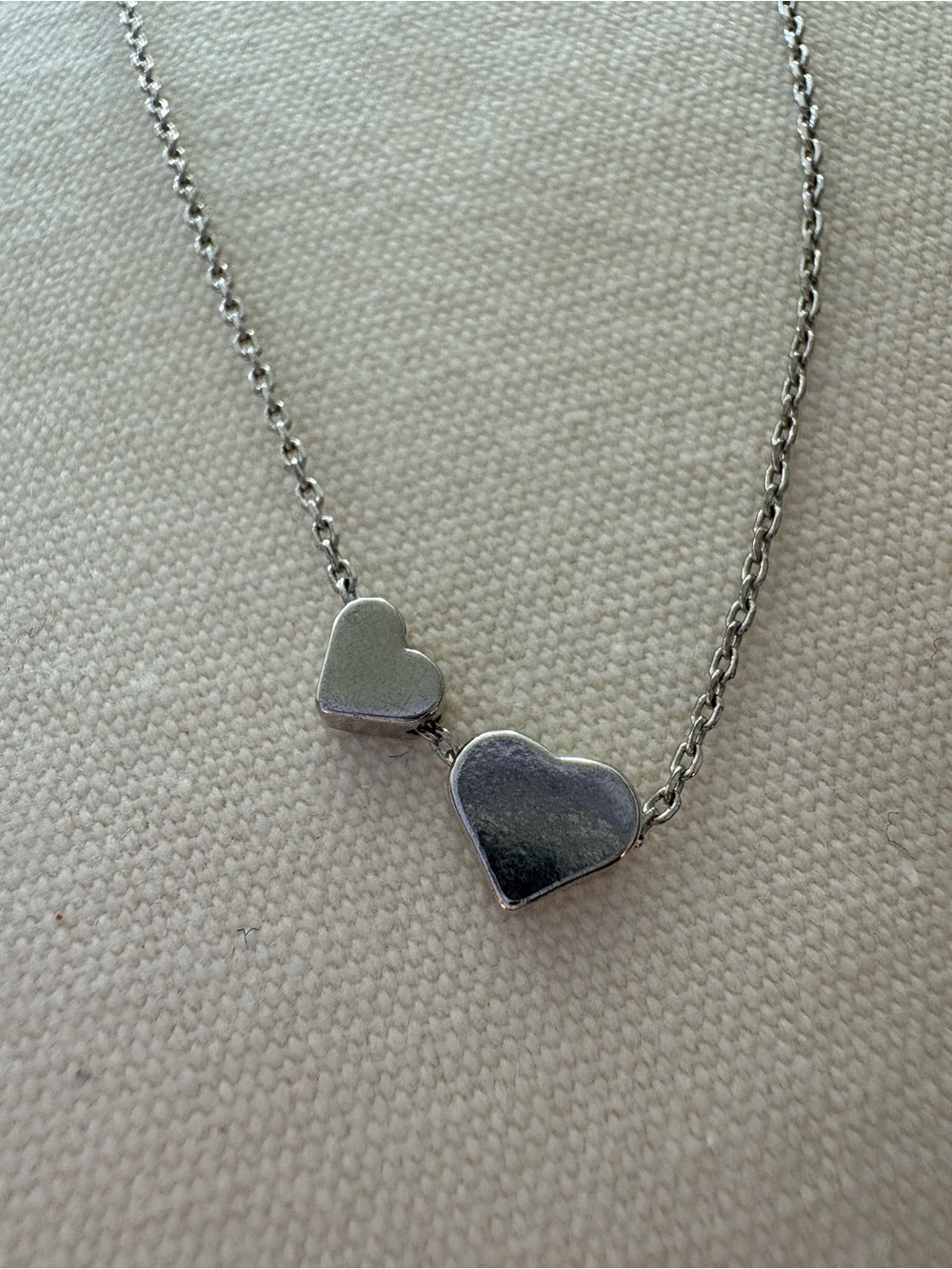 Silver Double Heart Pendant Necklace - Picture 3 of 4